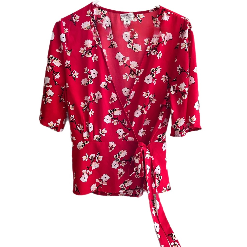 Midnight Sky Japanese blossom blouse wrap